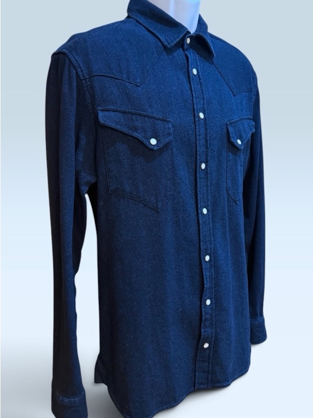 Taylor Stitch Western Shirt In Indigo Crepe Size 42 / Medium! - Picture 8 of 16